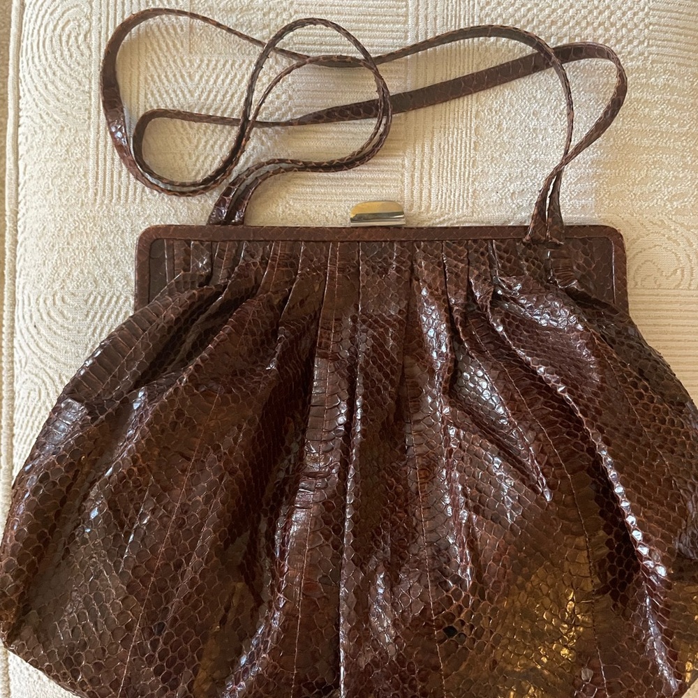 Elegant Vintage Sonia Brown snake skin Women's Bag